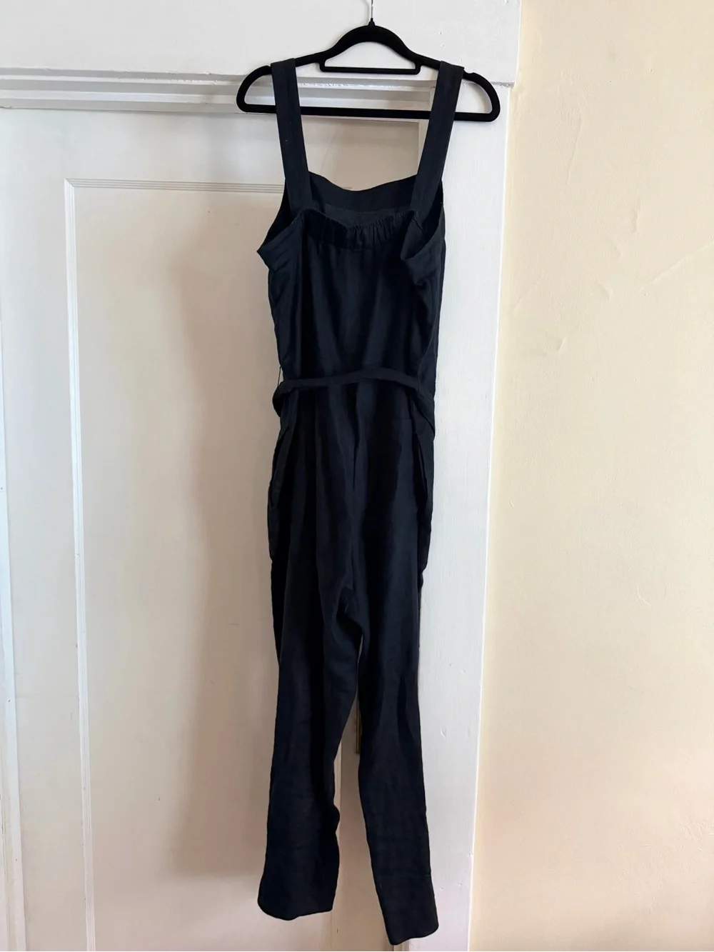 Everlane Black Linen Jumpsuit with Waist Tie
